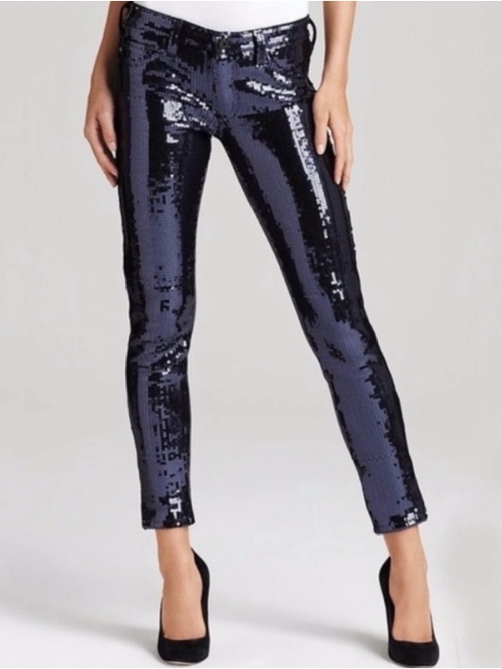 AG Adriano Goldschmied Super Skinny Ankle Legging- Navy Sequin